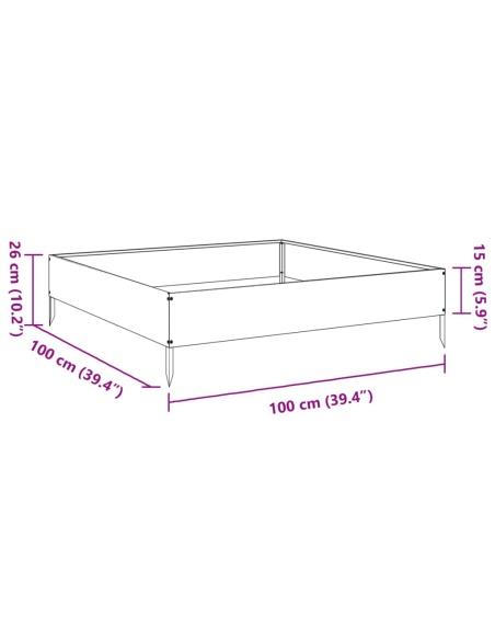 Градинска повдигната леха 100x100x26 см неръждаема стомана