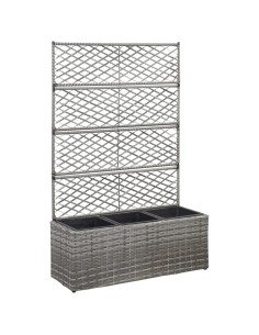 Пергола висока леха с 3 саксии, 83x30x130 см, полиратан, сива