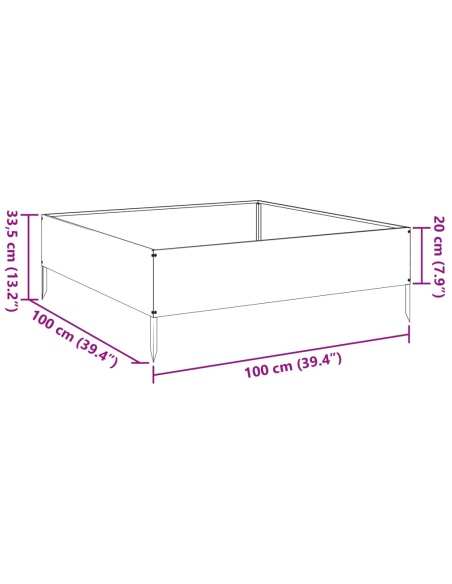 Градинска повдигната леха 100x100x33,5 см неръждаема стомана