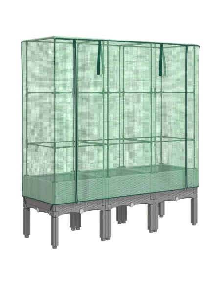 Повдигнато легло с оранжерия калъф, ратанов вид, 120x40x140 см