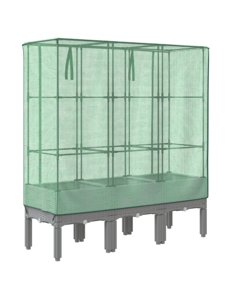 Повдигнато легло с оранжерия калъф, ратанов вид, 120x40x140 см