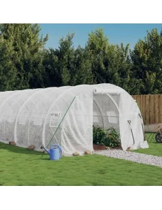 Оранжерия със стоманена рамка бяла 48 м² 16x3x2 м