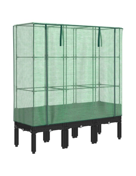 Повдигнато легло с оранжерия калъф, ратанов вид, 120x40x140 см
