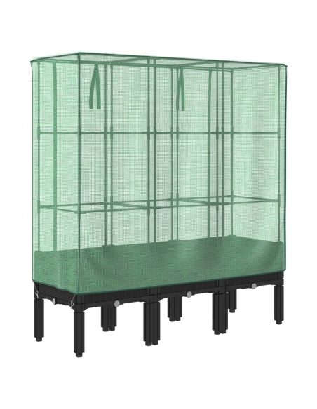 Повдигнато легло с оранжерия калъф, ратанов вид, 120x40x140 см