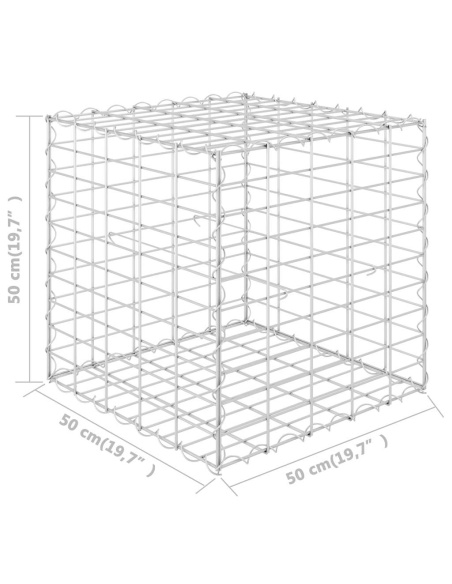 Кубичен габион повдигната леха, стоманена тел, 50x50x50 cм