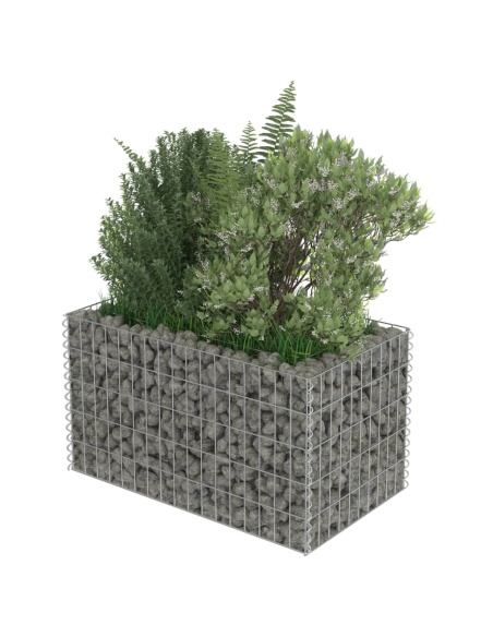 Габион повдигната леха, поцинкована стомана, 90x50x50 cм