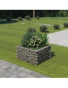Габион повдигната леха, поцинкована стомана, 90x90x50 cм