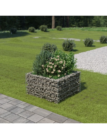 Габион повдигната леха, поцинкована стомана, 90x90x50 cм