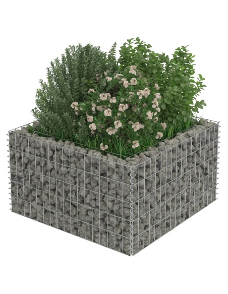 Габион повдигната леха, поцинкована стомана, 90x90x50 cм
