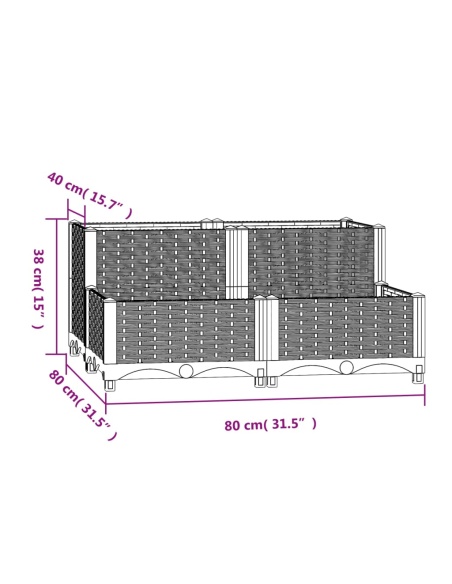 Повдигната леха, 80x80x38 см, полипропилен