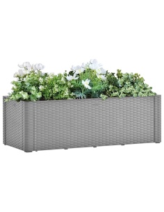 Градинска повдигната леха, самополивна, сива, 100x43x33 см