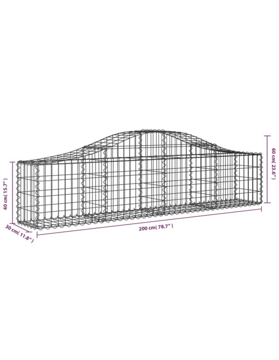 Дъговидна габионна кошница 200x30x40/60 см поцинковано желязо