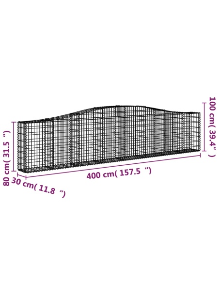 Дъговидна габионна кошница 400x30x80/100 см поцинковано желязо