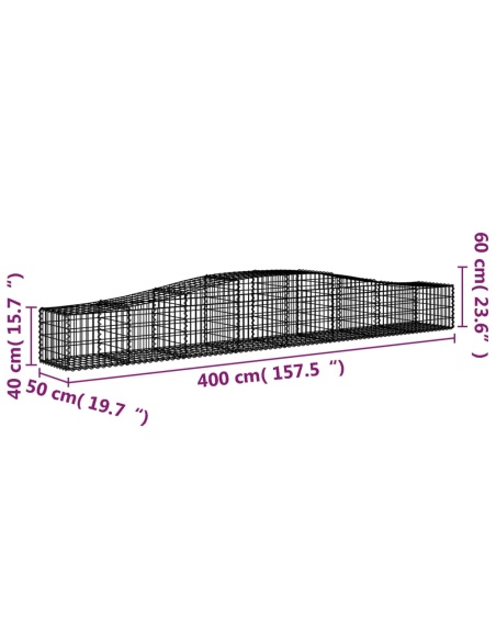 Дъговидна габионна кошница 400x50x40/60 см поцинковано желязо