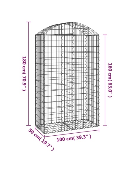 Дъговидна габионна кошница 100x50x160/180 см поцинковано желязо