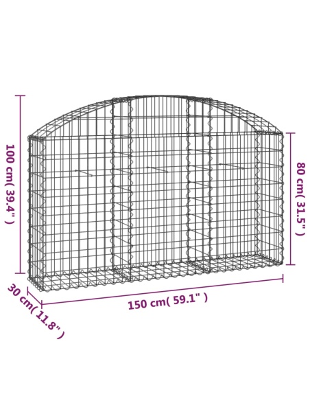 Дъговидна габионна кошница 150x30x80/100 см поцинковано желязо