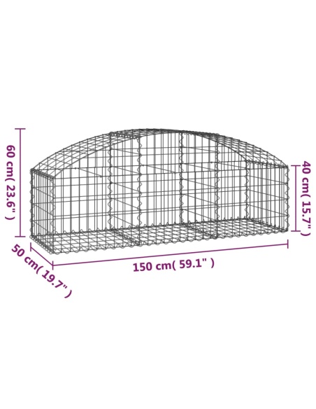 Дъговидна габионна кошница 150x50x40/60 см поцинковано желязо