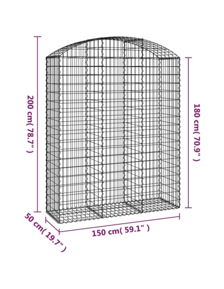Дъговидна габионна кошница 150x50x180/200 см поцинковано желязо