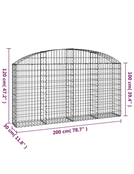Дъговидна габионна кошница 200x30x100/120 см поцинковано желязо