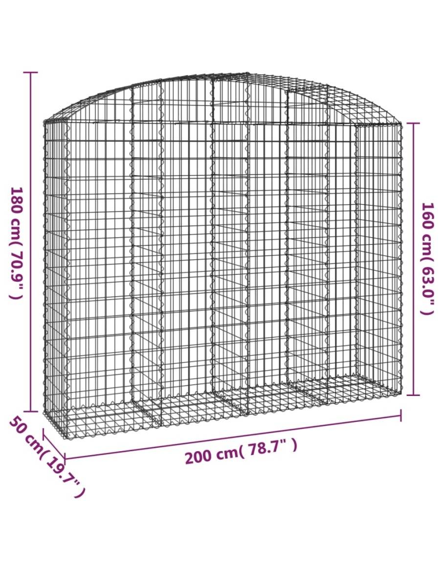 Дъговидна габионна кошница 200x50x160/180 см поцинковано желязо