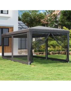 Парти палатка с 6 мрежести странични стени антрацит 3x6 м HDPE