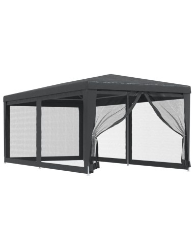 Парти палатка с 6 мрежести странични стени антрацит 3x6 м HDPE