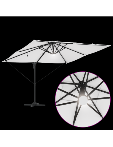 Кантилевер Roma чадър с LED Пясък 286x285x270 см Алуминий