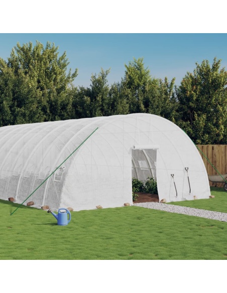 Оранжерия със стоманена рамка бяла 120 м² 20x6x2,85 м