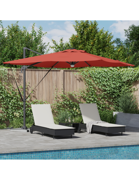 Кантилеверен чадър Roma с LED терикота 286x285x270 см Алуминий