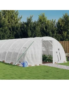 Оранжерия със стоманена рамка бяла 40 м² 10x4x2 м