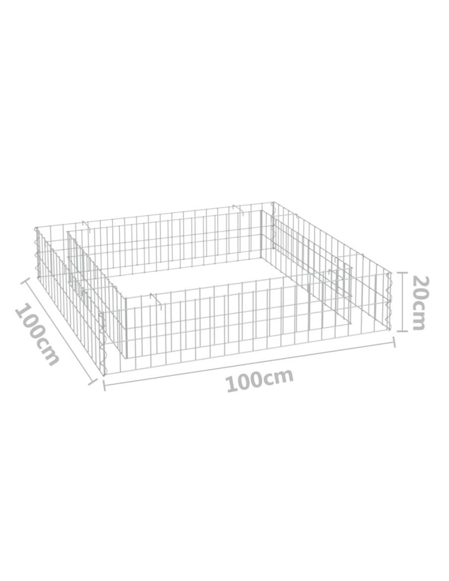 Габион повдигната леха, поцинкована стомана, 100x100x20 см