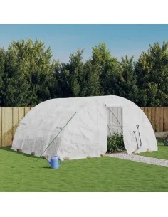 Оранжерия със стоманена рамка бяла 20 м² 5x4x2,3 м