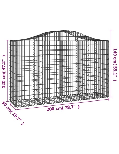 Дъговидна габионна кошница 200x50x120/140 см поцинковано желязо