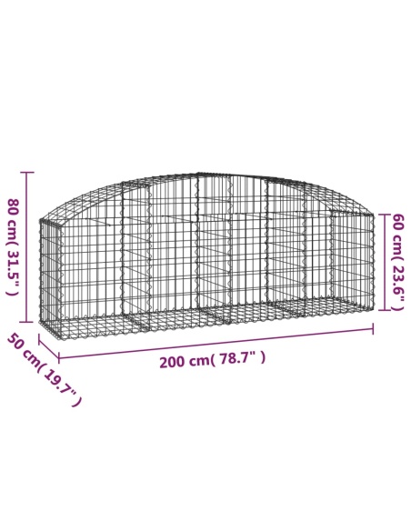 Дъговидна габионна кошница 200x50x60/80 см поцинковано желязо