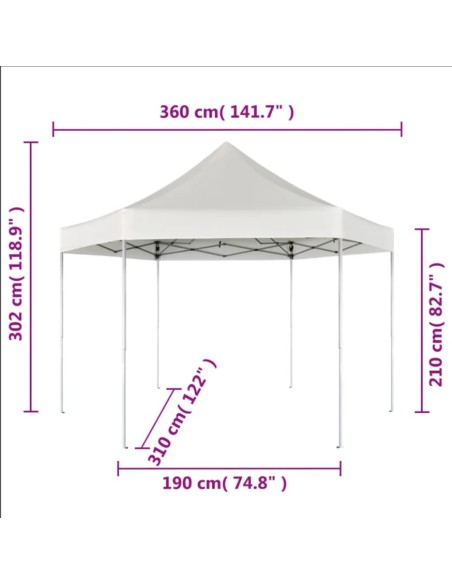 Шестоъгълна pop-up сгъваема шатра, сива, 3,6x3,1 м