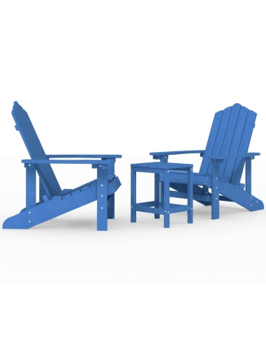 Градински столове "Адирондак" с масичка, HDPE, сини