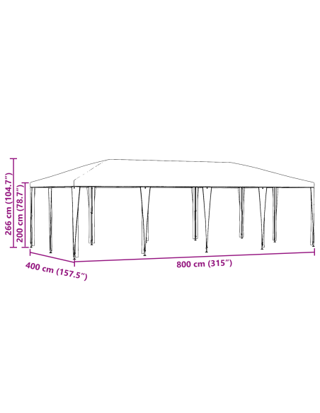 Парти шатра Антрацит 8x4 м PE