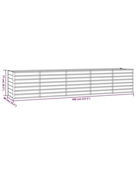 Градинска повдигната леха ръждив 400x80x77 см кортенова стомана