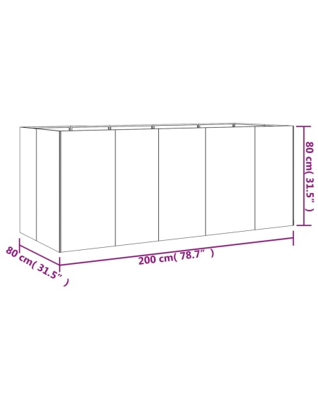 Градинска повдигната леха 200x80x80 см кортенова стомана