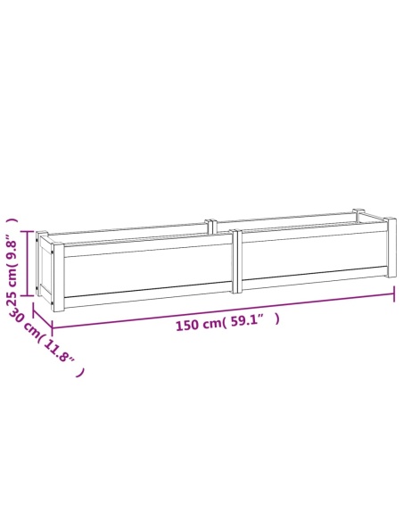 Повдигната леха 150x30x25 см тиково дърво масив