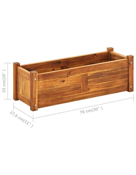 Градинска повдигната леха, акациево дърво, 76x27,6x25 см