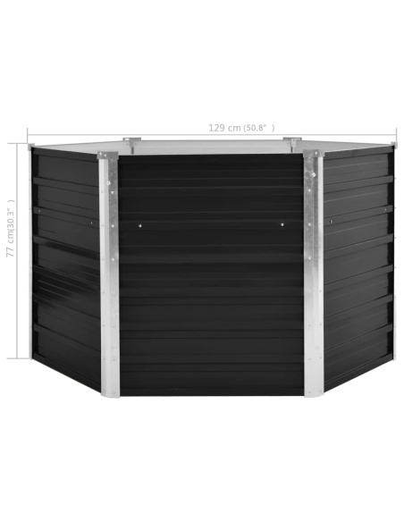 Повдигната леха антрацит 129x129x77 см поцинкована стомана