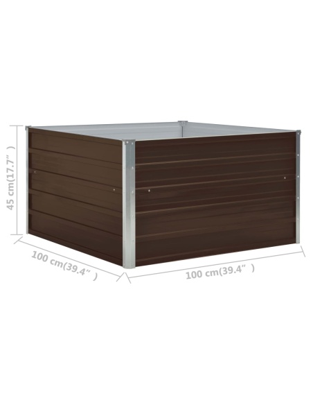 Повдигната леха, 100x100x45 см, поцинкована стомана, кафява