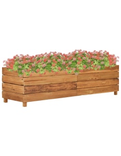 Повдигната леха 150x40x38 см рециклирано тиково дърво и стомана