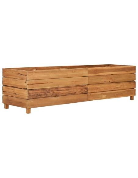 Повдигната леха 150x40x38 см рециклирано тиково дърво и стомана