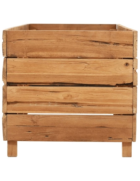 Повдигната леха 150x40x38 см рециклирано тиково дърво и стомана