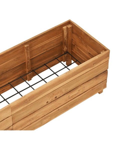 Повдигната леха 150x40x38 см рециклирано тиково дърво и стомана