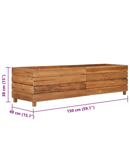 Повдигната леха 150x40x38 см рециклирано тиково дърво и стомана