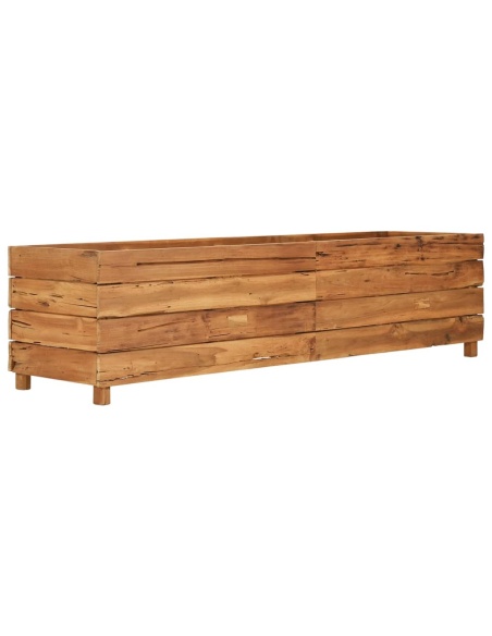 Повдигната леха 150x40x38 см рециклирано тиково дърво и стомана
