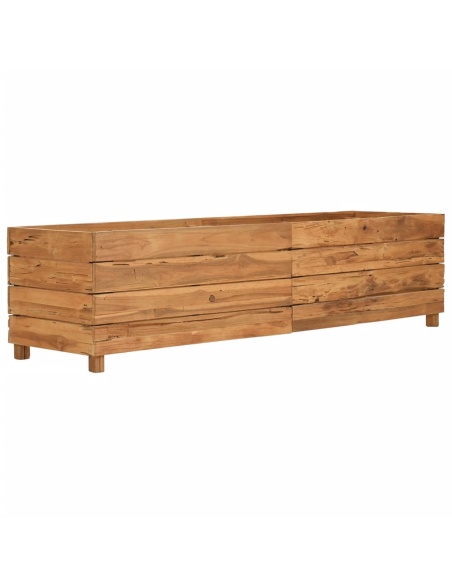 Повдигната леха 150x40x38 см рециклирано тиково дърво и стомана